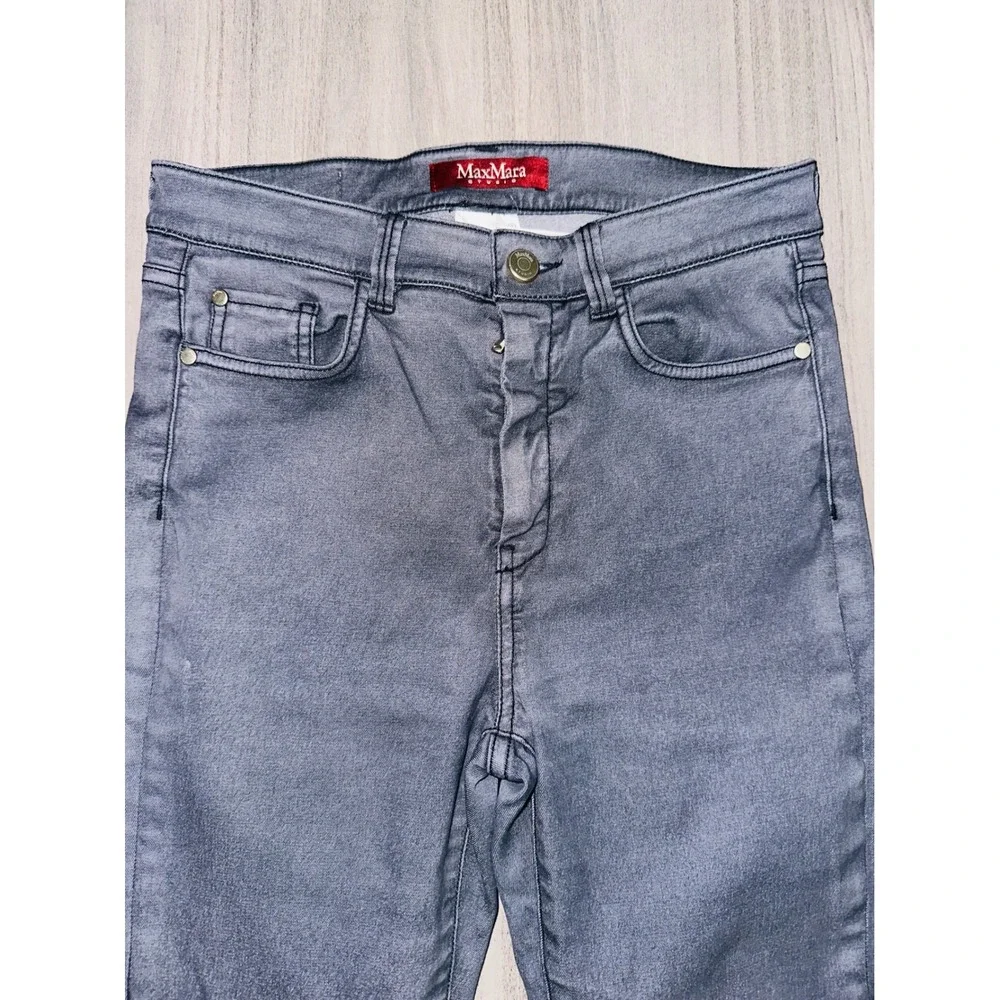 WB3 Max Mara Studio Womens Gray Slim Straight‎ Jeans Coated Denim US 6 IT 40